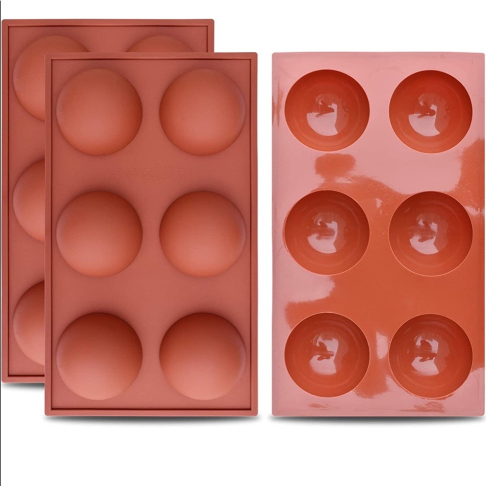 HomEdge 6-cavity Large Semi Sphere Mold 3 Packs Brown